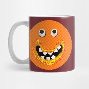 Goofy Orange Smile Emoji Pixel Smilng Face Mug